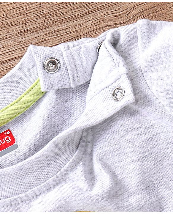 Babyhug Cotton Half Sleeves T-Shirt & Shorts Set Stripes & Apple Print- Ecru Melange Green