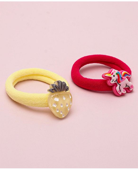 Babyhug Unicorn & Strawberry Rubber Bands Pack Of 12 - Multicolor