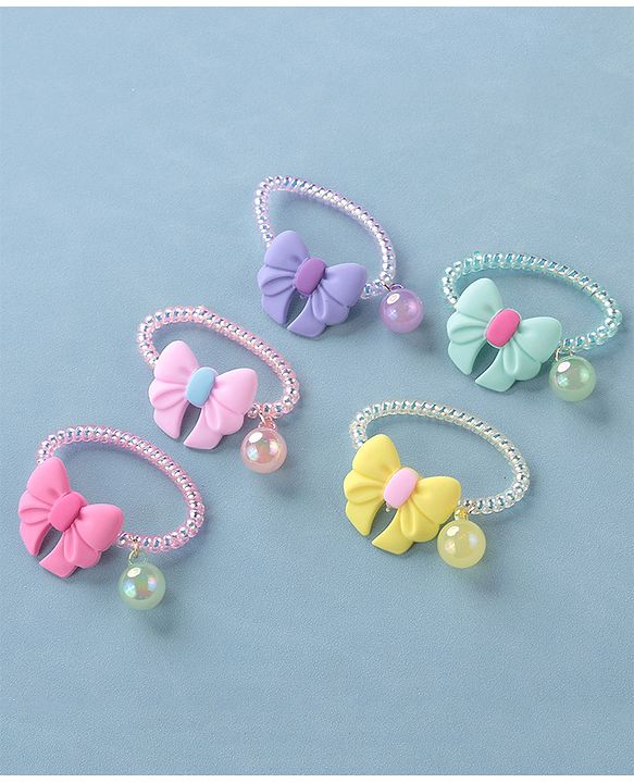 Babyhug Free Size Bow Applique Rubber Bands Set of 5 - Multicolor