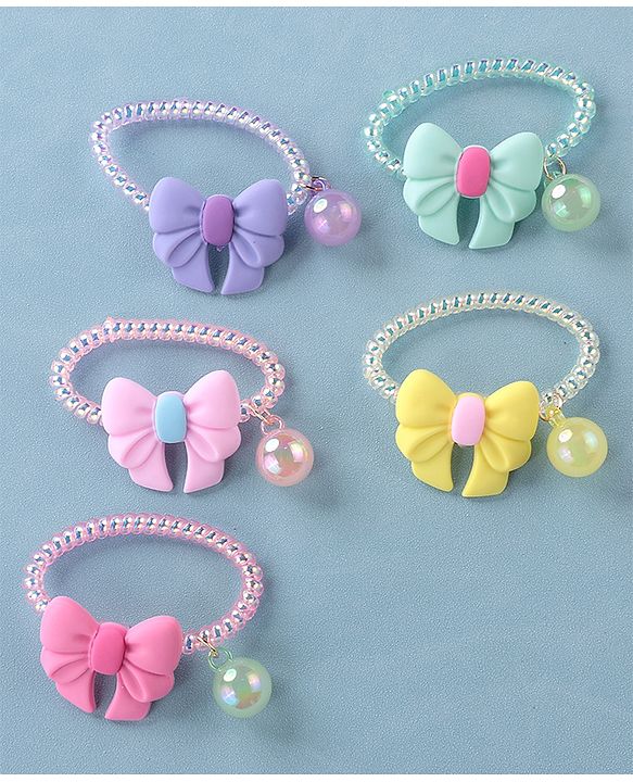 Babyhug Free Size Bow Applique Rubber Bands Set of 5 - Multicolor