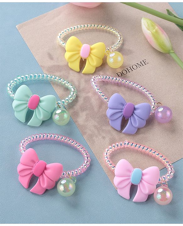 Babyhug Free Size Bow Applique Rubber Bands Set of 5 - Multicolor