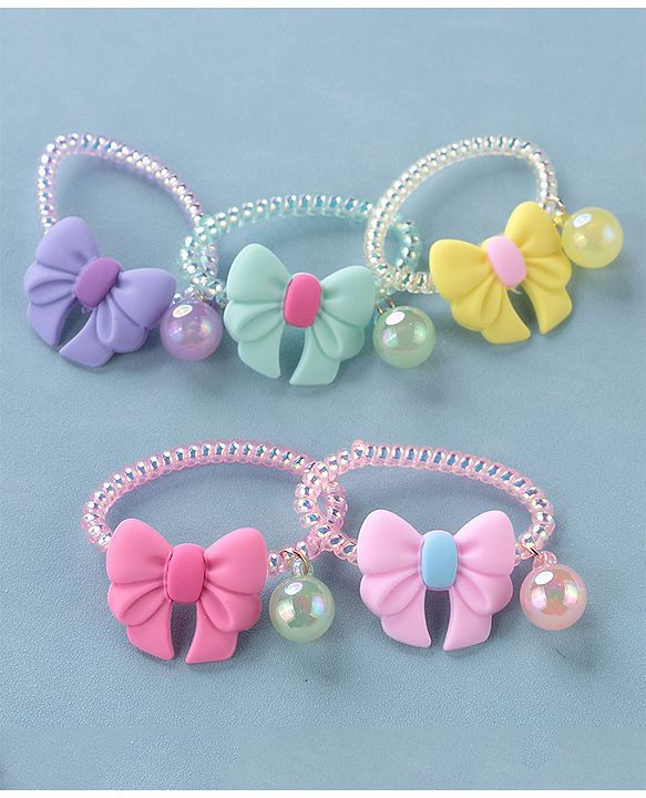 Babyhug Free Size Bow Applique Rubber Bands Set of 5 - Multicolor