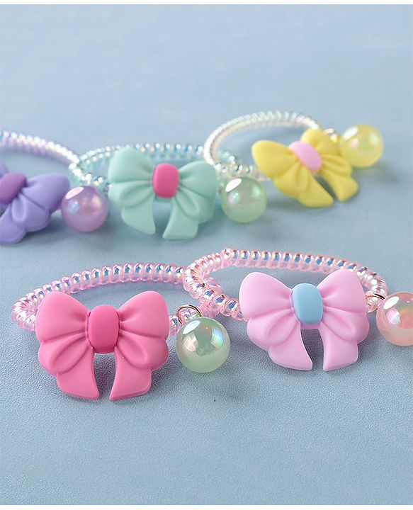 Babyhug Free Size Bow Applique Rubber Bands Set of 5 - Multicolor