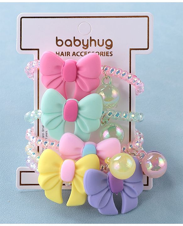Babyhug Free Size Bow Applique Rubber Bands Set of 5 - Multicolor