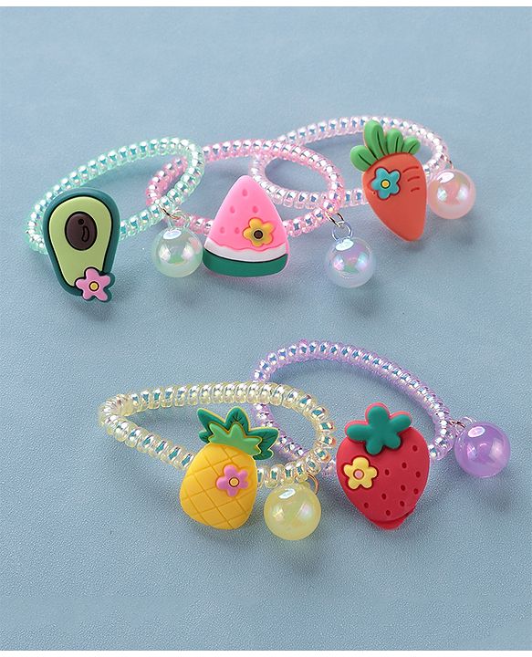 Babyhug  Free Size Fruits Rubber Bands Set of 5 -  Multicolor