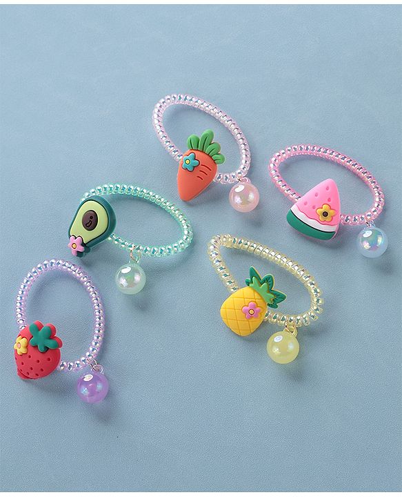 Babyhug  Free Size Fruits Rubber Bands Set of 5 -  Multicolor