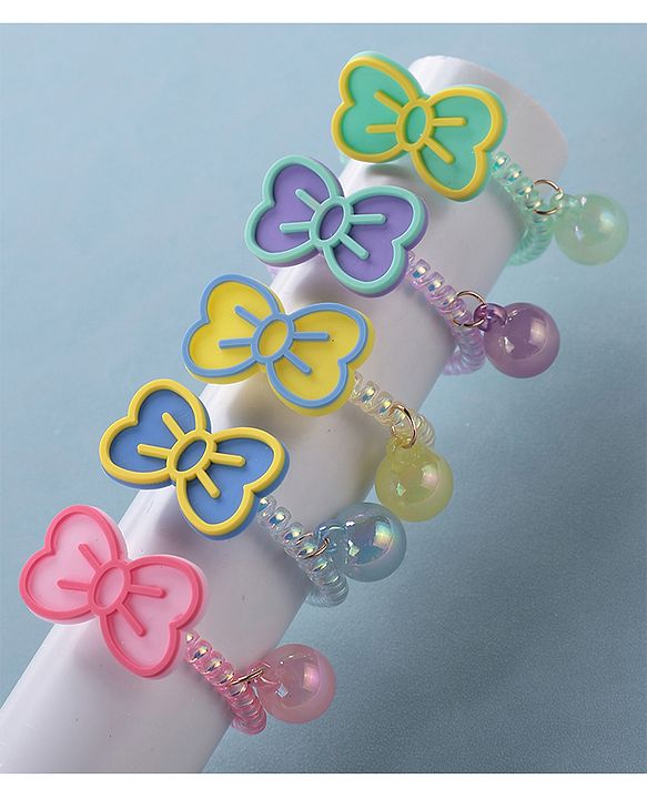 Babyhug   Free Size Bow  Rubber Bands  Set of 5 - Multicolor