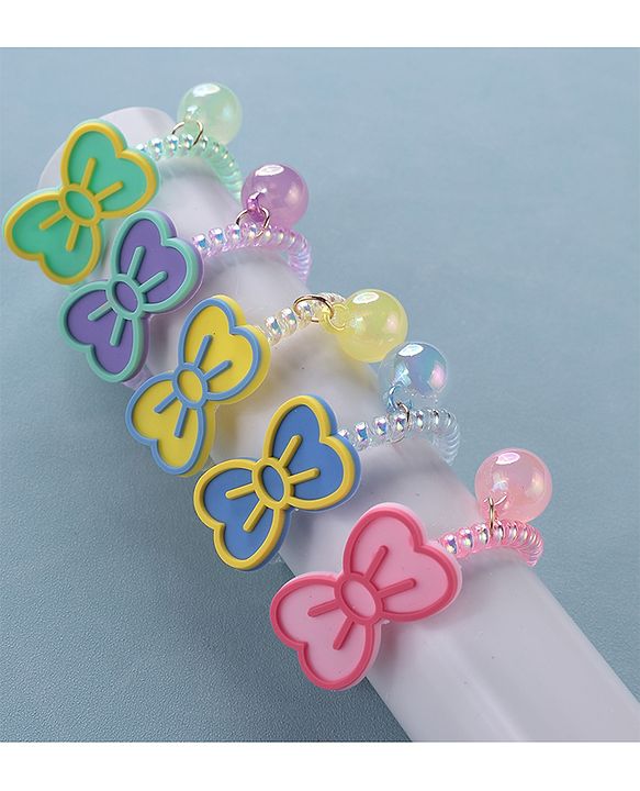 Babyhug   Free Size Bow  Rubber Bands  Set of 5 - Multicolor