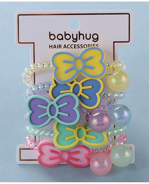 Babyhug   Free Size Bow  Rubber Bands  Set of 5 - Multicolor