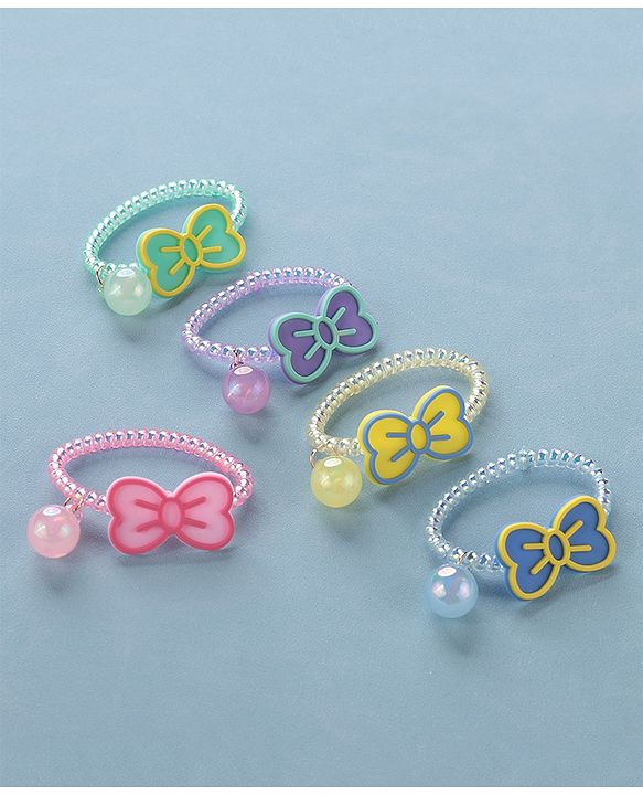 Babyhug   Free Size Bow  Rubber Bands  Set of 5 - Multicolor