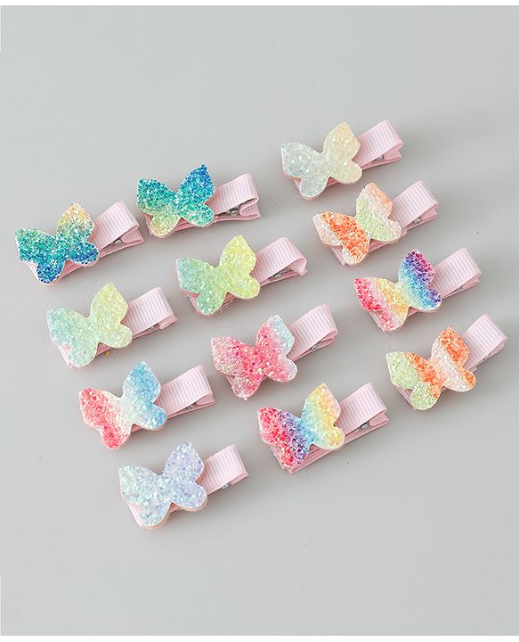 Babyhug Bow & Butterfly Clips Pack of 12 - Multicolor