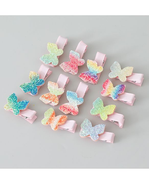 Babyhug Bow & Butterfly Clips Pack of 12 - Multicolor