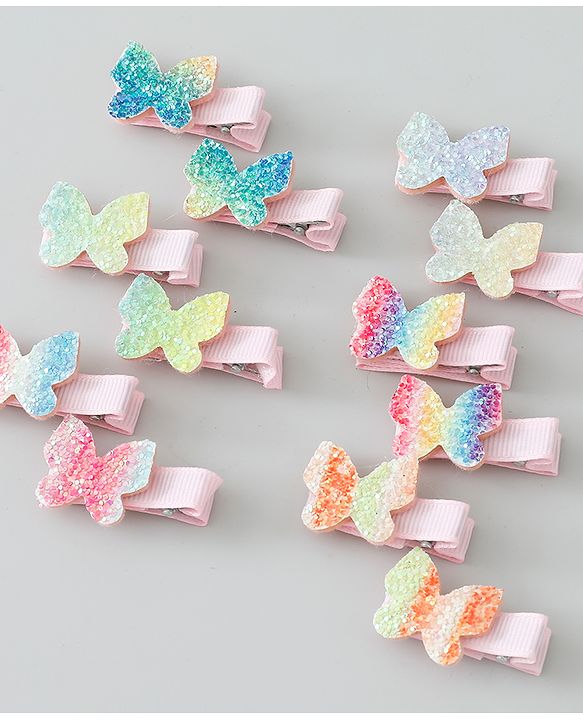 Babyhug Bow & Butterfly Clips Pack of 12 - Multicolor