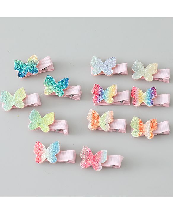 Babyhug Bow & Butterfly Clips Pack of 12 - Multicolor