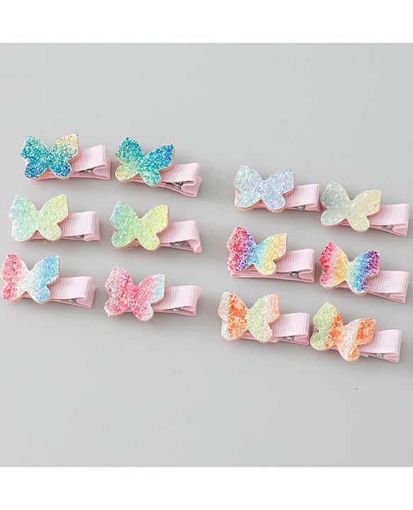 Babyhug Bow & Butterfly Clips Pack of 12 - Multicolor