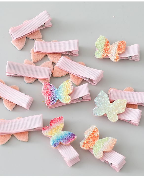 Babyhug Bow & Butterfly Clips Pack of 12 - Multicolor