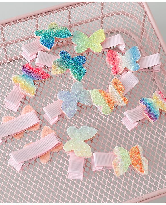 Babyhug Bow & Butterfly Clips Pack of 12 - Multicolor