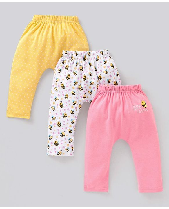 Babyhug Full Length Diaper Pants Bee Print Pack of 3 - Multicolour