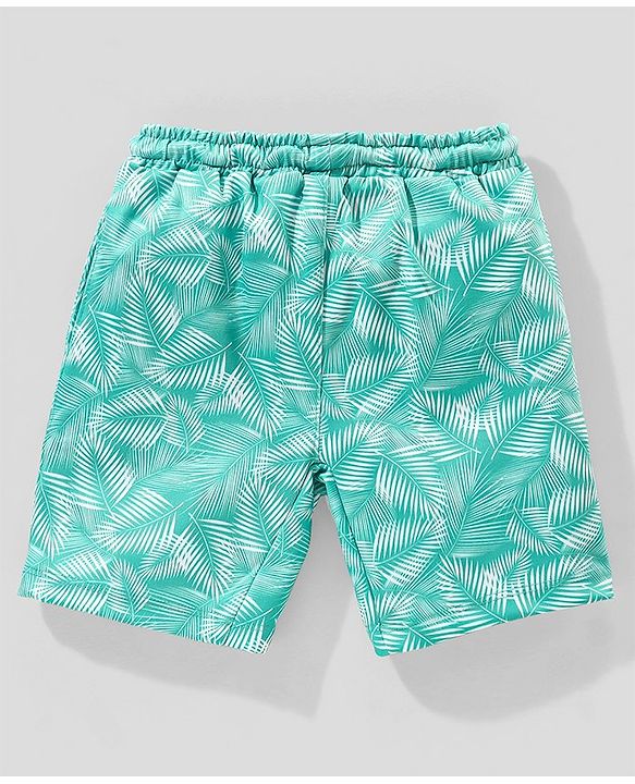 Babyhug Swimming Trunk Tropical Print - Sea Blue