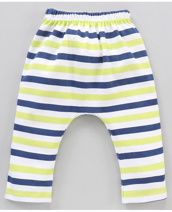 Babyhug Cotton Knit Full Length Striped Pack Of 3 - Green