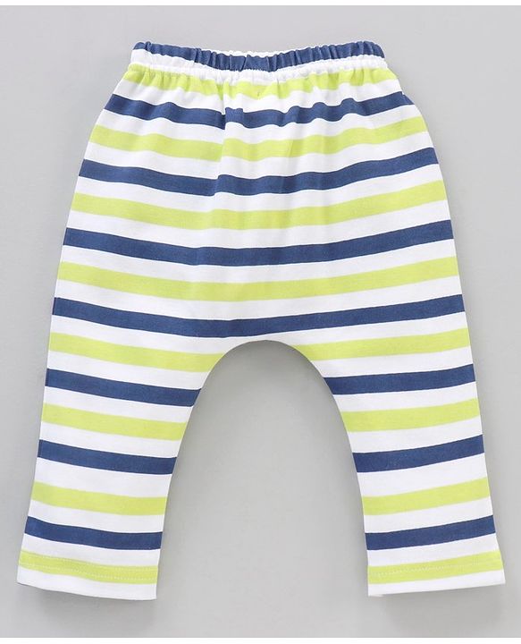 Babyhug Cotton Knit Full Length Striped Pack Of 3 - Green