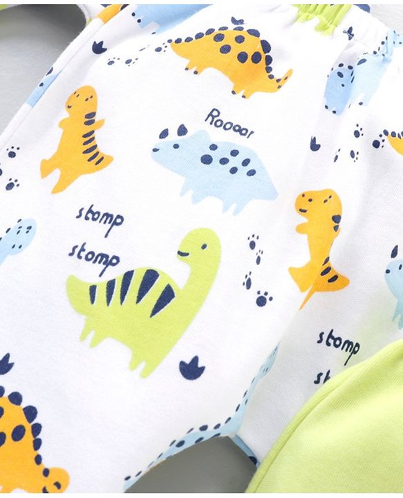 Babyhug Cotton Knit Full Length Striped Pack Of 3 - Green