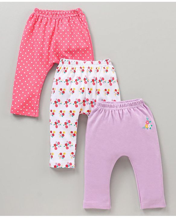 Babyhug Full Length Diaper Pants Multiprint Pack of 3 - Multicolor