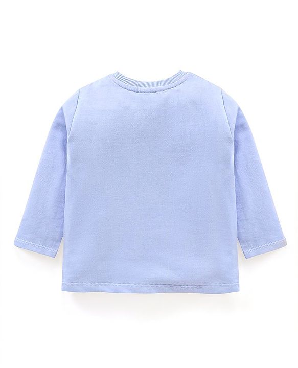 Babyhug Cotton Full Sleeves Looper Fabric Checks & Car Print T-Shirt - Blue