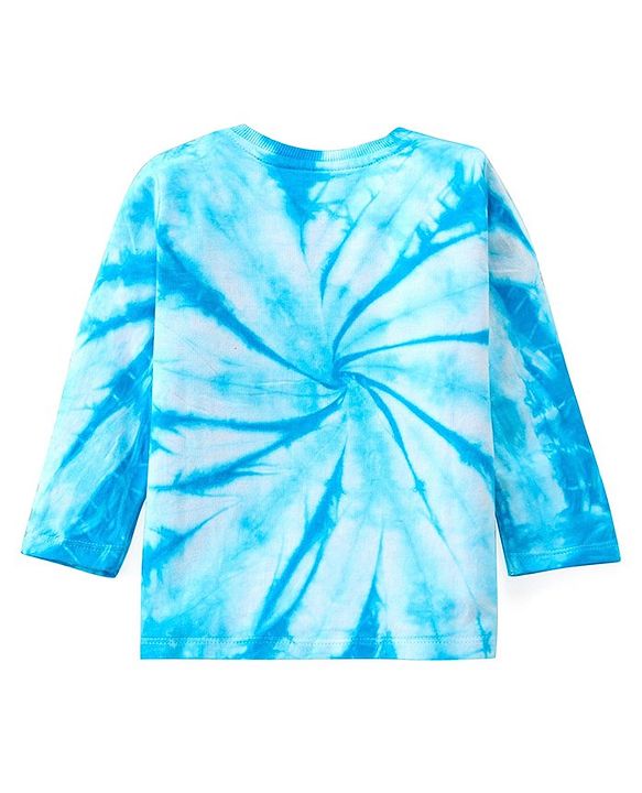 Babyhug Cotton Looper Fabric Full Sleeves Tie and Dye Winterwear T-Shirt Good Times Print - Blue