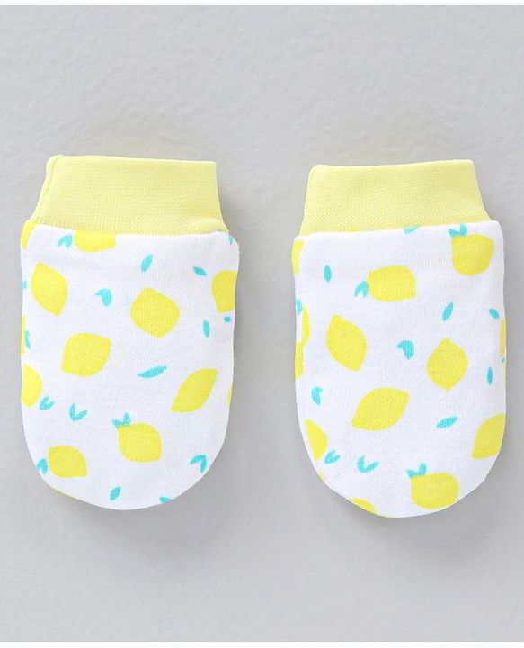 Babyhug 100% Cotton Mittens Striped & Lemon Print Pack Of 3 - Multicolor
