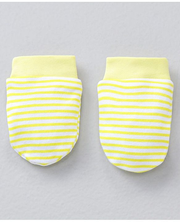 Babyhug 100% Cotton Mittens Striped & Lemon Print Pack Of 3 - Multicolor