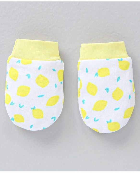 Babyhug 100% Cotton Mittens Striped & Lemon Print Pack Of 3 - Multicolor