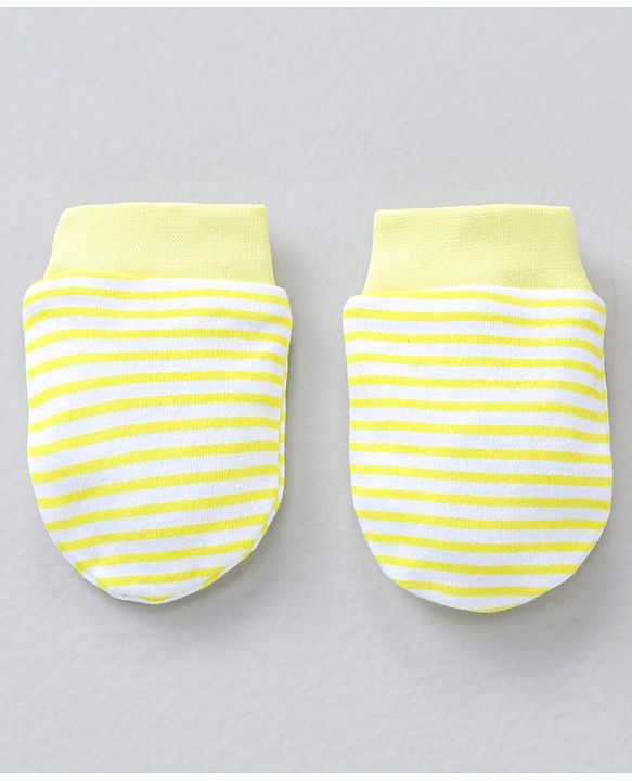 Babyhug 100% Cotton Mittens Striped & Lemon Print Pack Of 3 - Multicolor