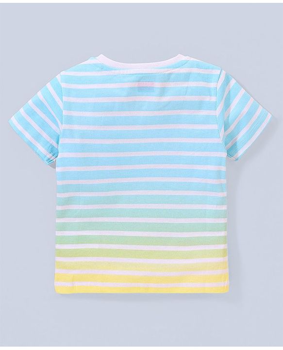 Babyhug Cotton Knit Half Sleeves T-Shirt Van Print - Blue Yellow