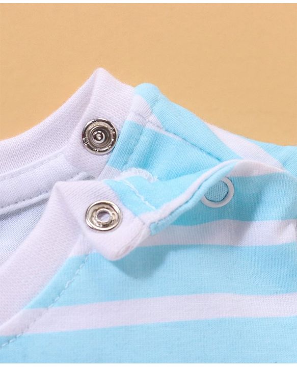 Babyhug Cotton Knit Half Sleeves T-Shirt Van Print - Blue Yellow