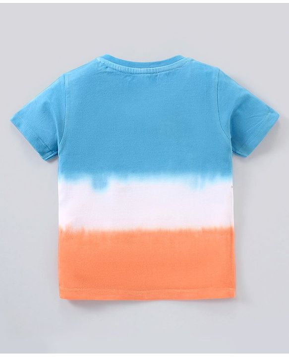 Babyhug Cotton Tie & Dye Half Sleeves T-Shirt Tiger Print- Blue And Orange