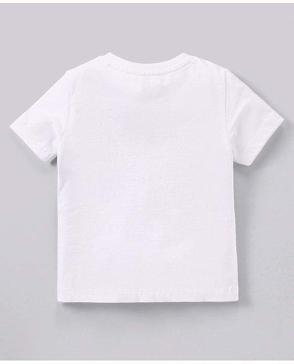 Babyhug Cotton Half Sleeves T-Shirt Panda Print - White and Blue