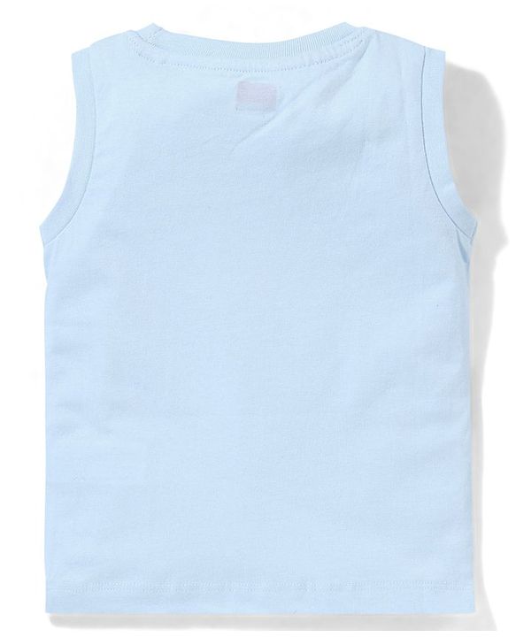 Babyhug Cotton Jersey Sleeveless T-Shirt Panda Print - Blue