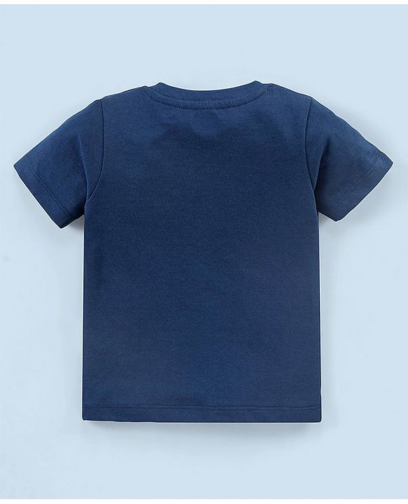 Babyhug Cotton Half Sleeves T-Shirt & Shorts Frog Print - Navy & White