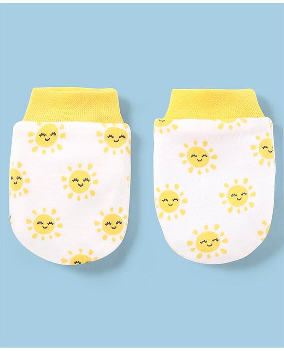 Babyhug 100% Cotton Mittens Star Print Pack Of 5 - Multicolour