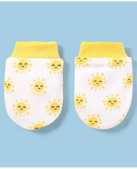 Babyhug 100% Cotton Mittens Star Print Pack Of 5 - Multicolour