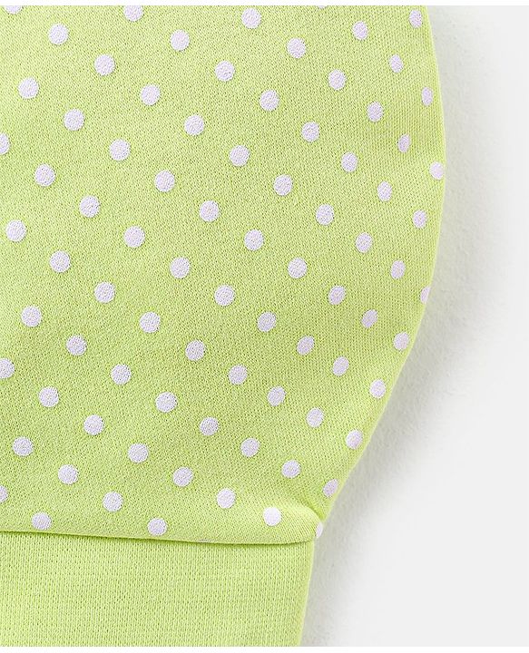Babyhug 100% Cotton Caps Floral & Dot Print Pack of 2 Pink Green - Diameter 13 cm
