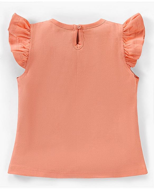 Babyhug Cotton Short Sleeves Tees with Frill Detailing and Graphics Pack of 3 - Peach