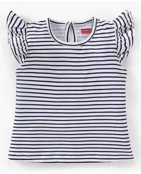 Babyhug Cotton Short Sleeves Tees with Frill Detailing and Graphics Pack of 3 - Peach