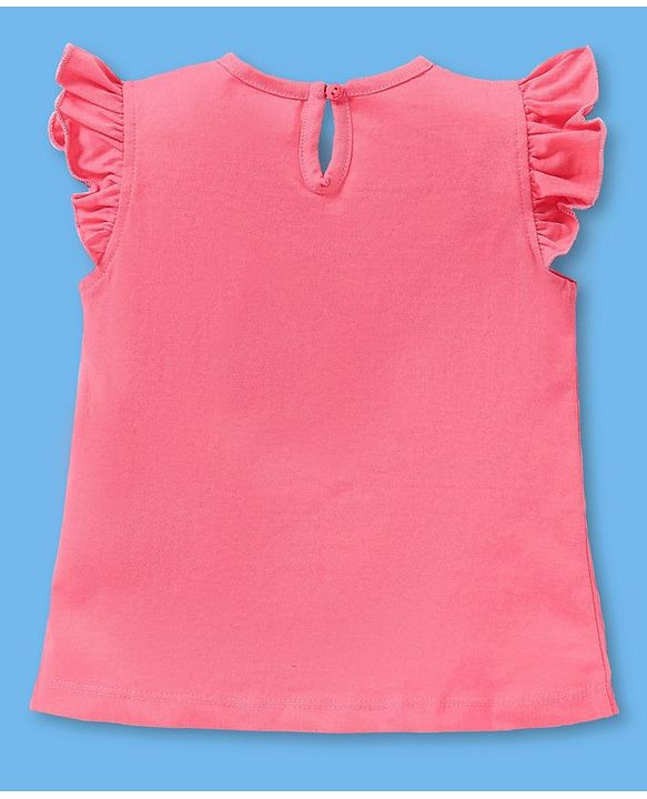 Babyhug Cotton Short Sleeves Tees with Graphics & Frill Detailing Pack of 3 - Blue & Pink