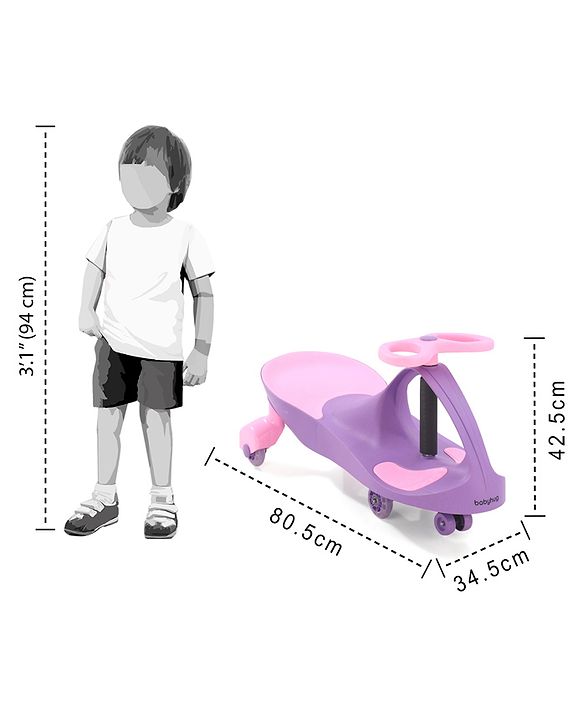 Babyhug Champion Kids Swing Car With LED Wheels - Purple Pink