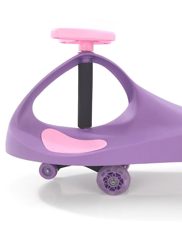Babyhug Champion Kids Swing Car With LED Wheels - Purple Pink