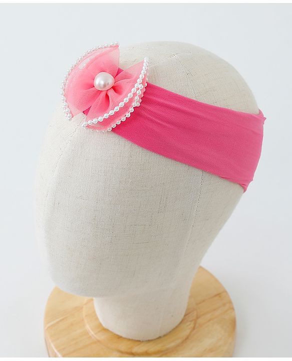 Babyhug Free Size Head Band with Bow Applique  Set of 2 - Yellow & Pink