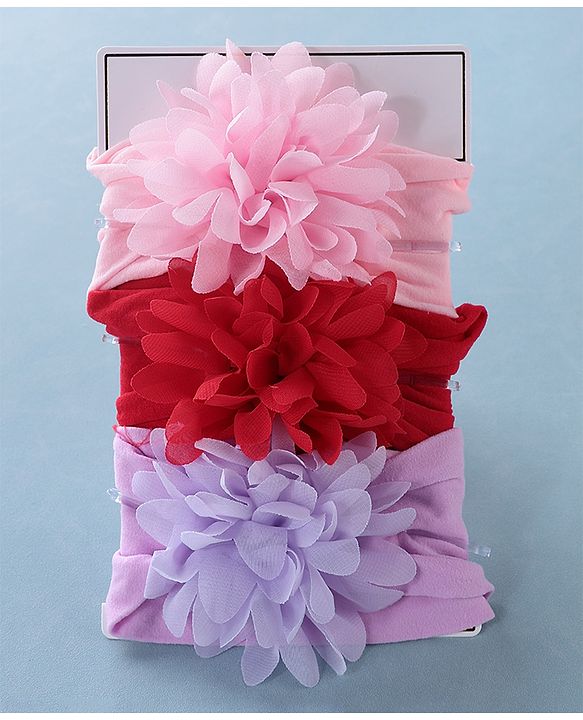 Babyhug Free Size Headbands Floral Applique Pack of 3 - Multicolor