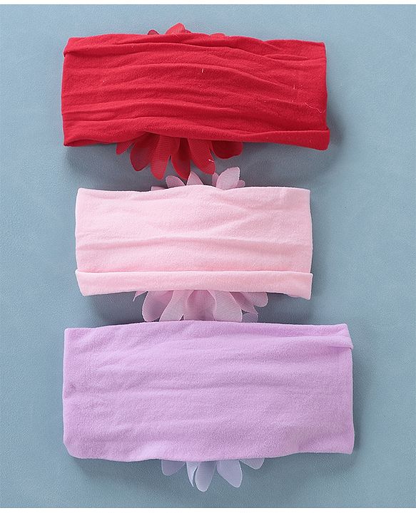 Babyhug Free Size Headbands Floral Applique Pack of 3 - Multicolor